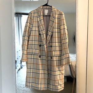 Plaid, Knee-Length Trench Coat